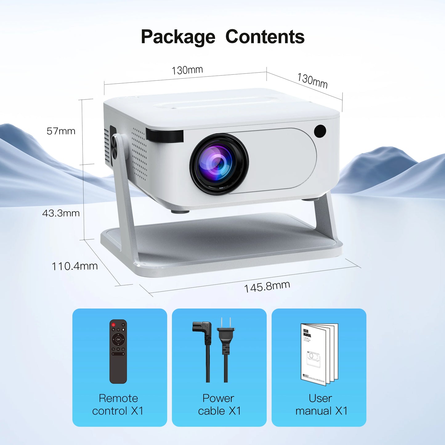 Mini Smart Projector with Native 720P Support 4K Decoding Dual WiFi 6 Wireless 5 Portable Cinema Projector for Home Theater