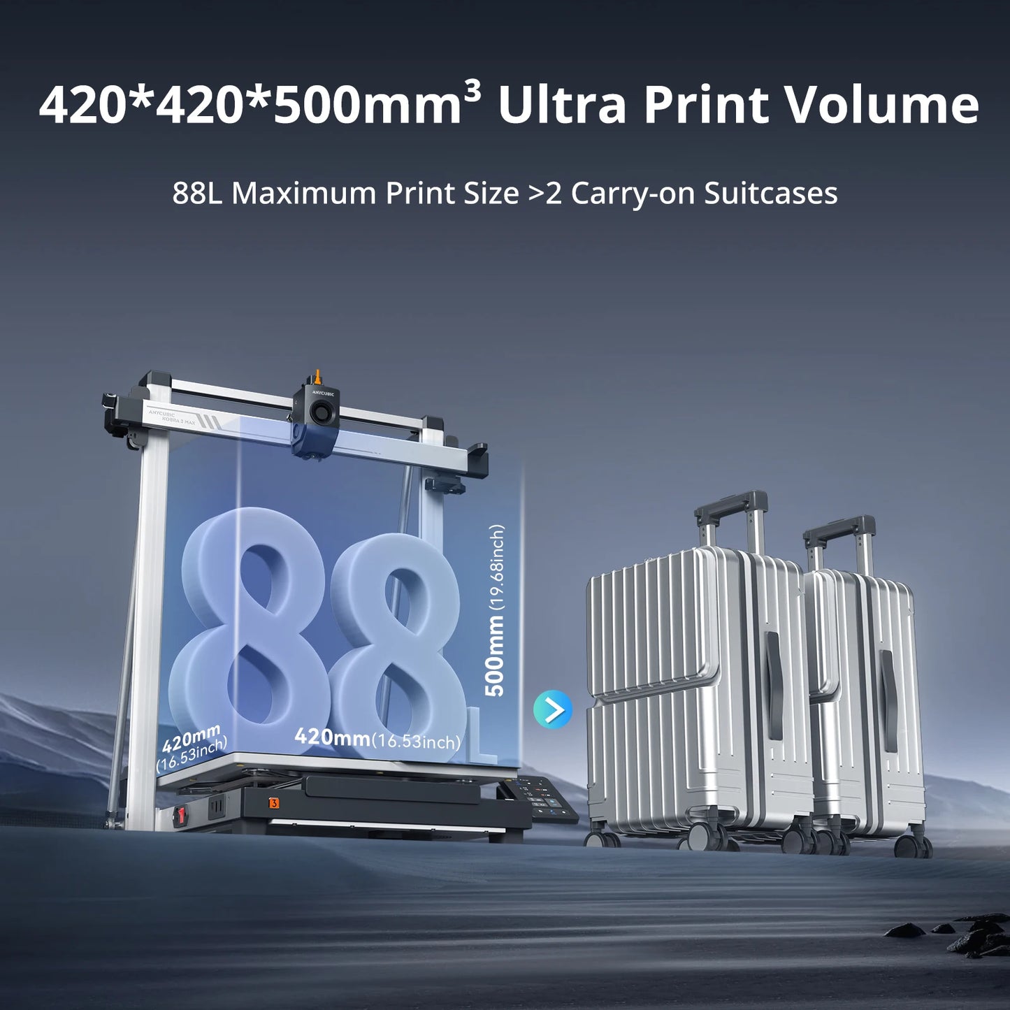 ANYCUBIC Kobra 3 Max Multi-Color 3D Printer Max Speed 600mm/s Massive Build Volume 500*420*420mm Smart APP Control