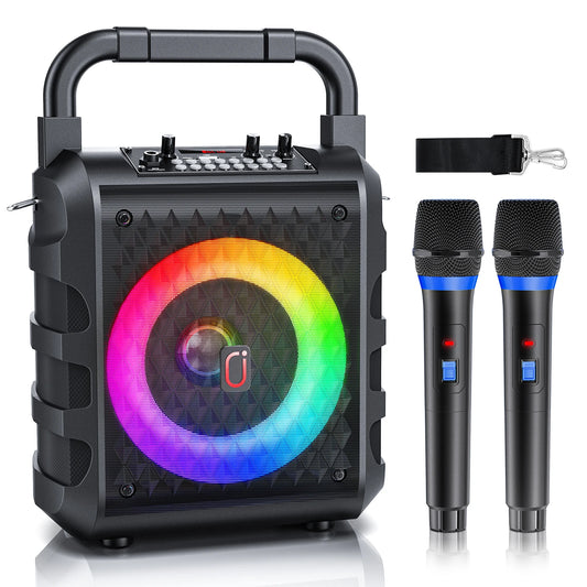 FanFun Wireless Speaker, Portable Bluetooth Speaker with Microphone and LED Light, Karaoke Speaker Machine, Home Karaoke System