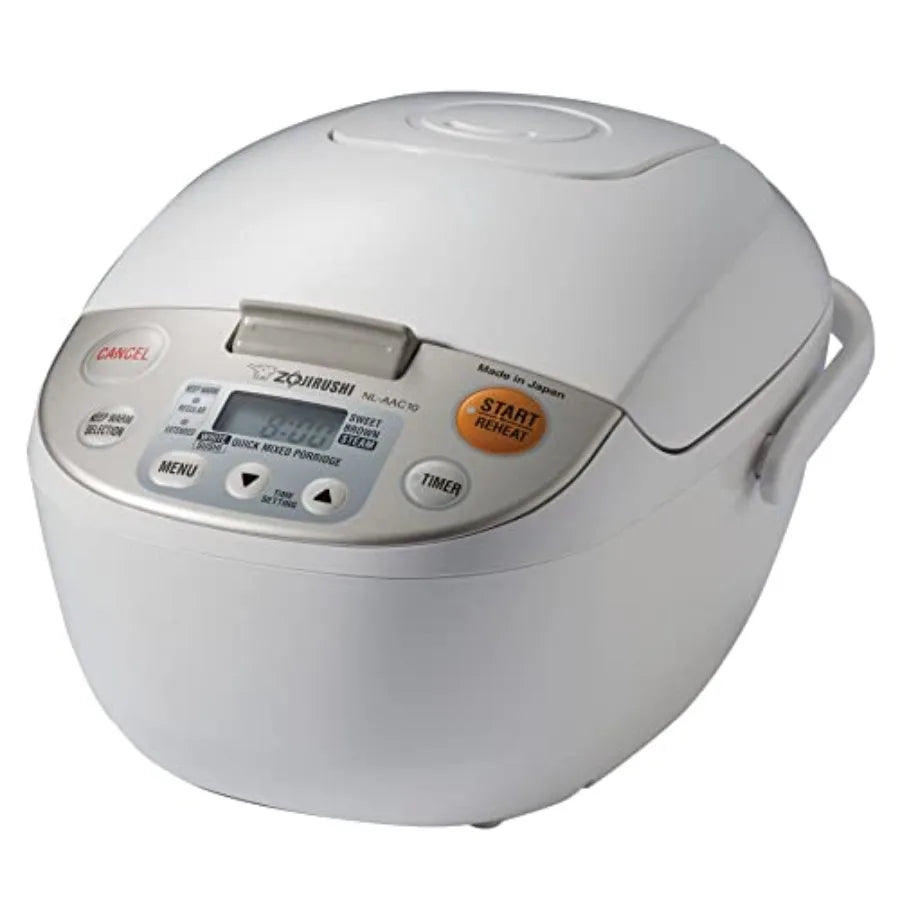5.5Cup Beige Micom Rice Cooker and Warmer with Rice Washing Bowl and Drainer Silicone Spoon Spatula Bundle for Home Kitchen Use