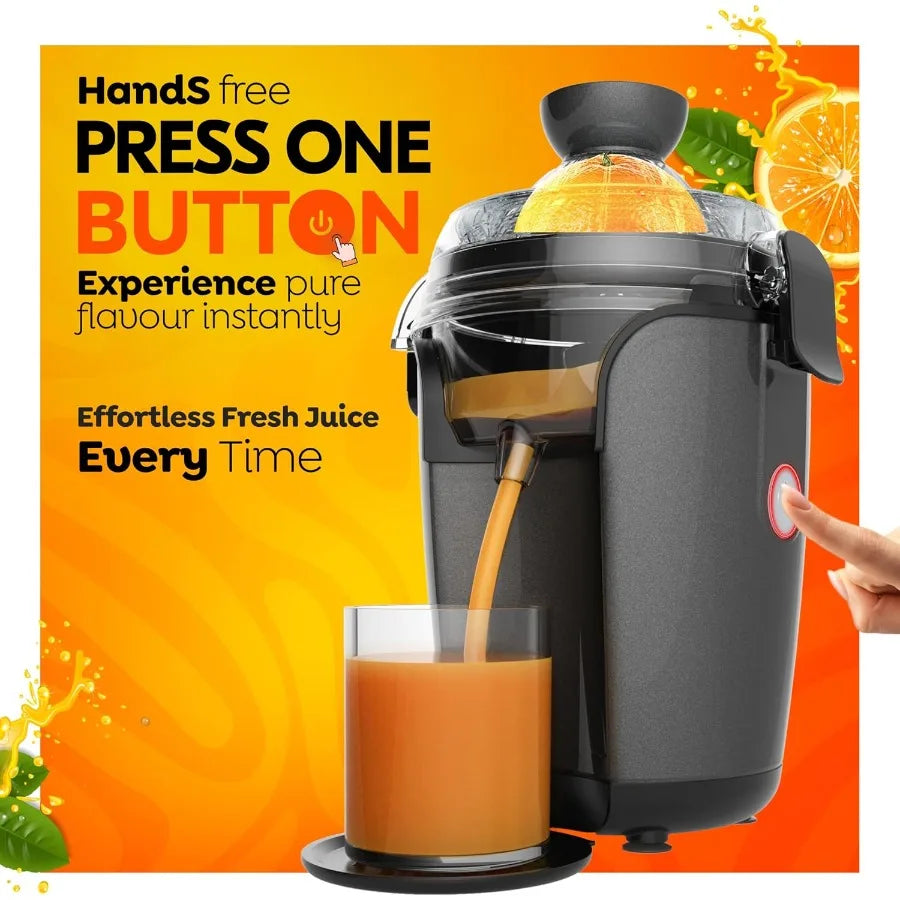 HandsFree Electric Citrus Juicer Machine for Oranges Limes Grapefruits and Lemons with Two Cone Sizes Ideal for Kitchen Use Eas