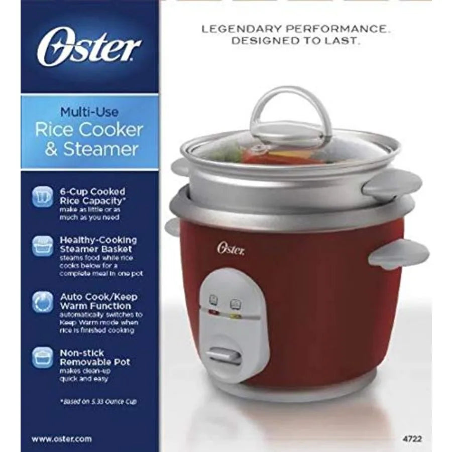 6-Cup Rice Cooker with Steamer for Home Kitchen Use Multi-Function Cooking System with Built-in Steaming Basket Ideal for Healt