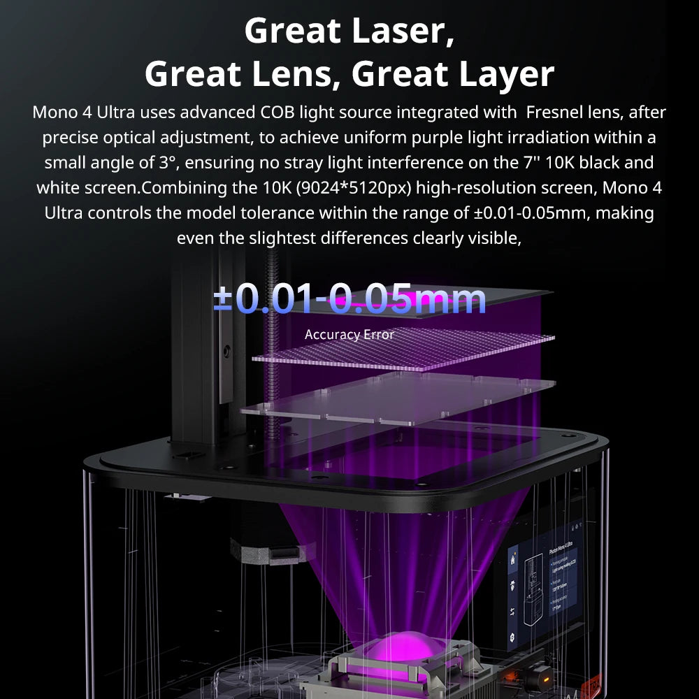ANYCUBIC Photon Mono 4 Ultra 3D Printer 10K 7'' high-definition screen UV Resin High-Speed 3D Printing Size 236mmx231mmx430mm