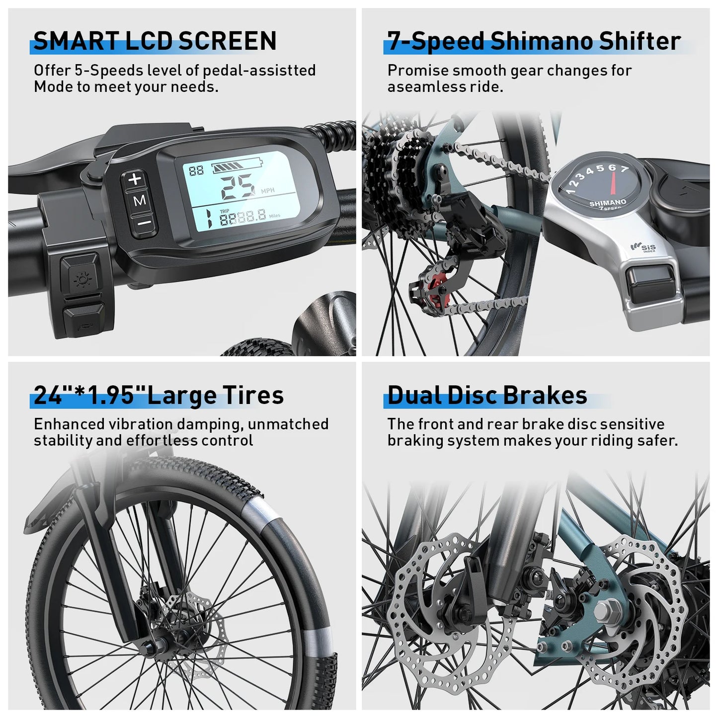 Adults Electric Bicycle, 26" 24" Electric Mountain Bike with 36V Battery Peak 500W Motor,21 Speed Ebike Electric Bike for Adults