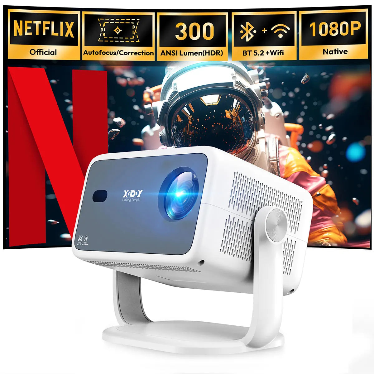 XGODY Gimbal N6 Projector Full HD 1080P 2.4G 5G WiFi LCD LED Video Movie Beam Android Projector Home Theater Cinema Beamer