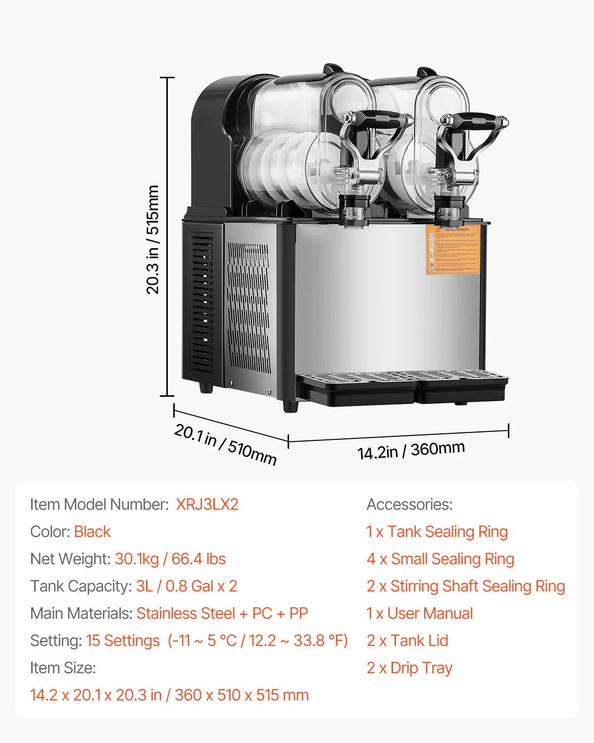 SucceBuy 3-36L Commercial Slushy Machine 1-3 Tanks Stainless Steel Margarita Smoothie Frozen Drink Maker for Party Restaurants