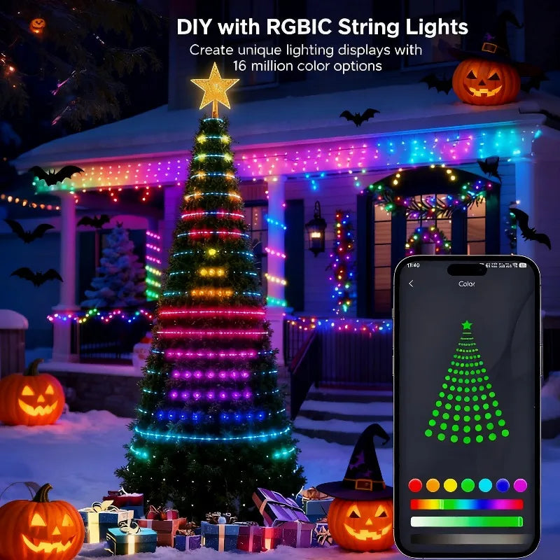 MIMIRGB Christmas Tree LED Lights,Smart RGB Christmas Light Strip, Bluetooth App-Controlled Decorative Lights Holiday Decoration