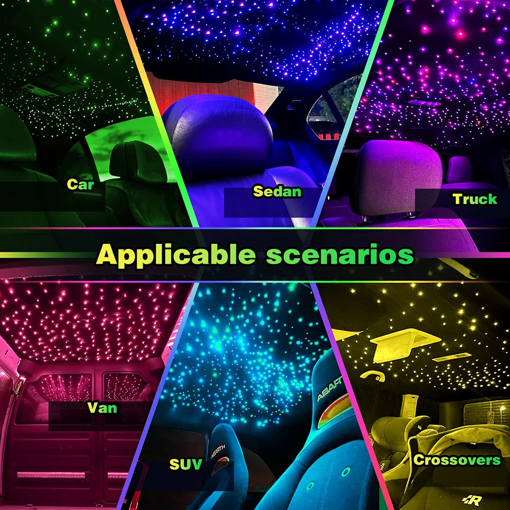 New RGBW 1/2/4 split machine Car Roof Star Light Starry Sky Atmosphere Optic star ceiling Light APP Control kits for Car Home