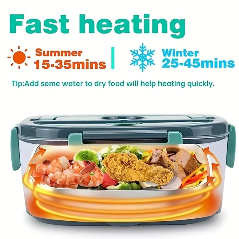 1.5 L 60W Electric Lunch Box Food Warmer Portable Food Heater for Car Or Home - Leak Proof, Lunch Heating Microwave for Truckers