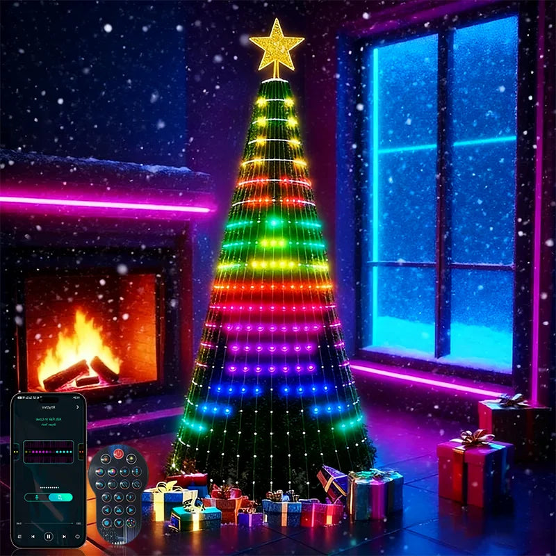 MIMIRGB Christmas Tree LED Lights,Smart RGB Christmas Light Strip, Bluetooth App-Controlled Decorative Lights Holiday Decoration