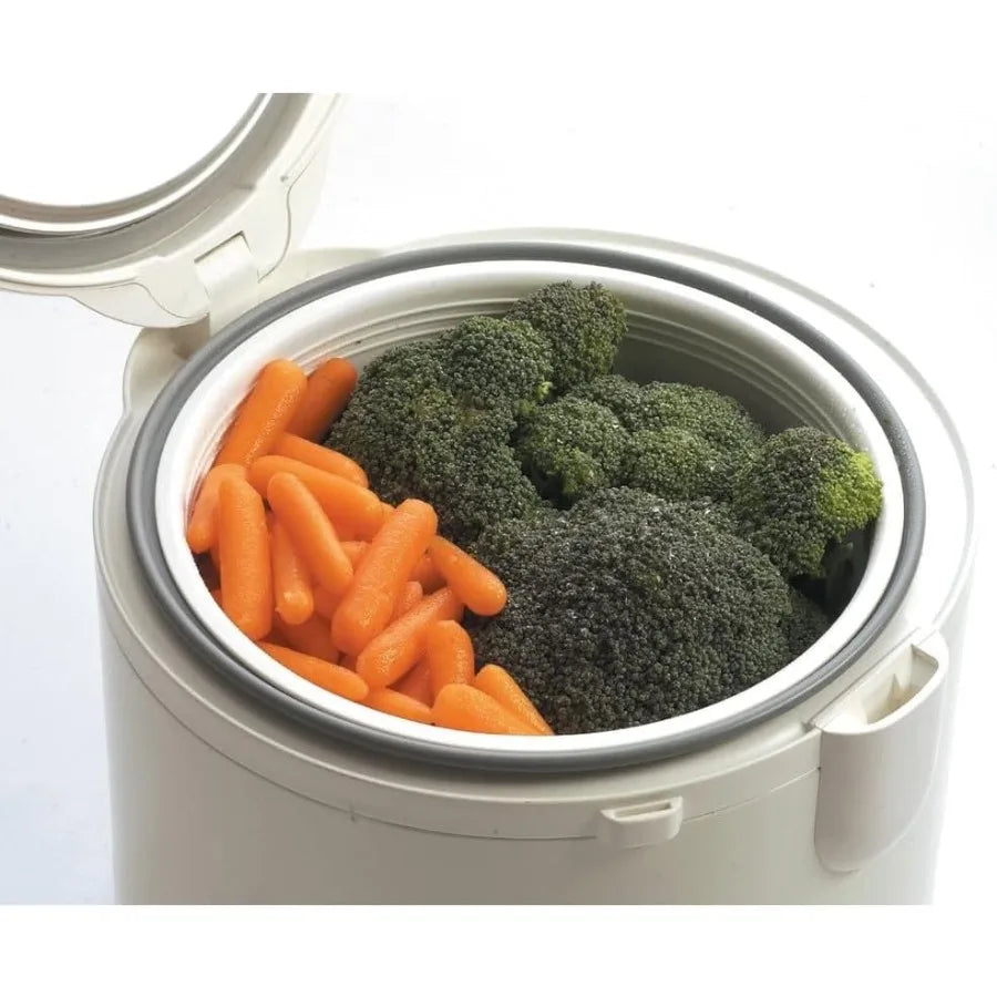 5.5-Cup Uncooked Rice Cooker and Warmer with Steam Basket for Home Kitchen Use Floral White Design Multi-functional Cooking and