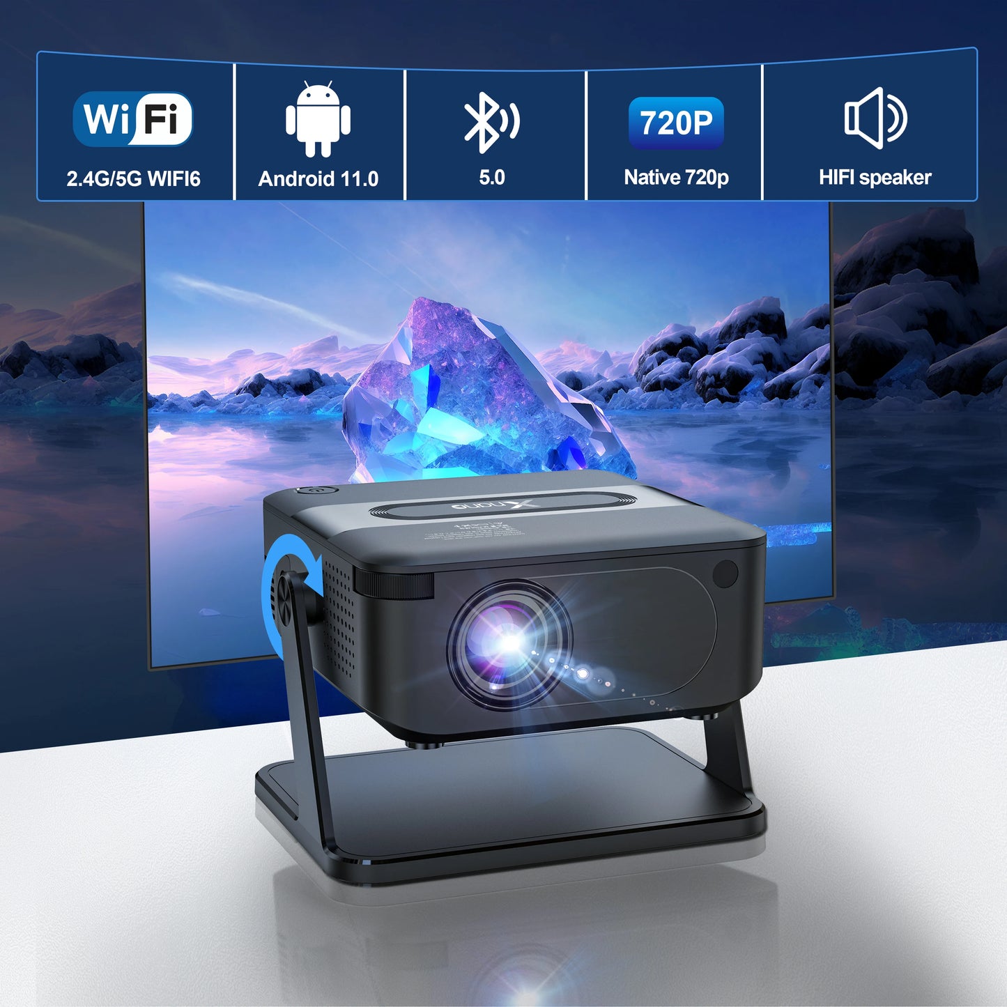 Smart Projector Digital Projector Android With Holder HD Video Outdoor with HDMI USB Wireless Connection for Home Cinema Out