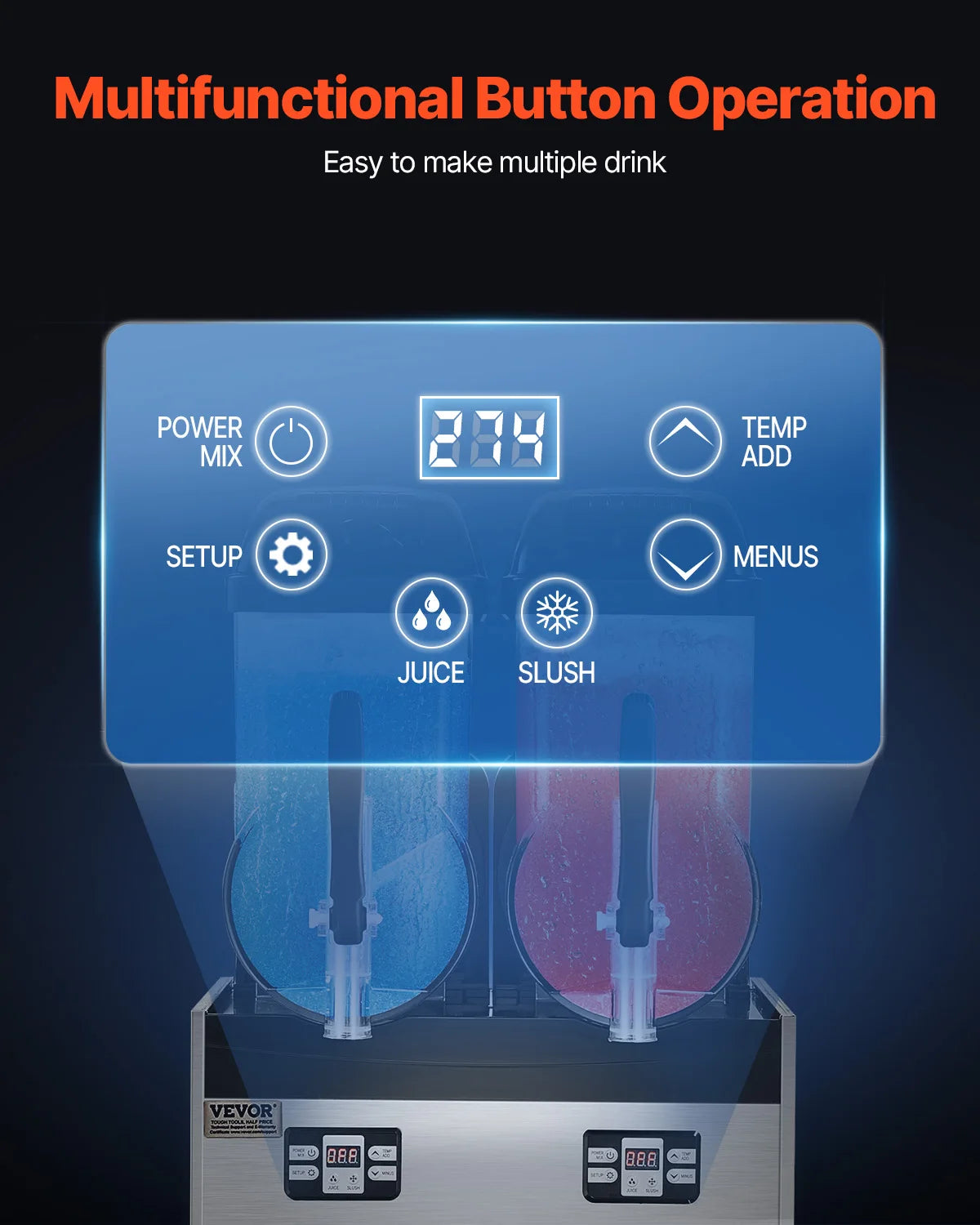 SucceBuy 3-36L Commercial Slushy Machine 1-3 Tanks Stainless Steel Margarita Smoothie Frozen Drink Maker for Party Restaurants