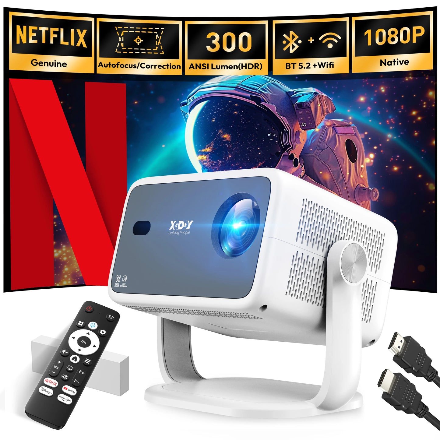 XGODY Gimbal N6 Projector Full HD 1080P 2.4G 5G WiFi LCD LED Video Movie Beam Android Projector Home Theater Cinema Beamer