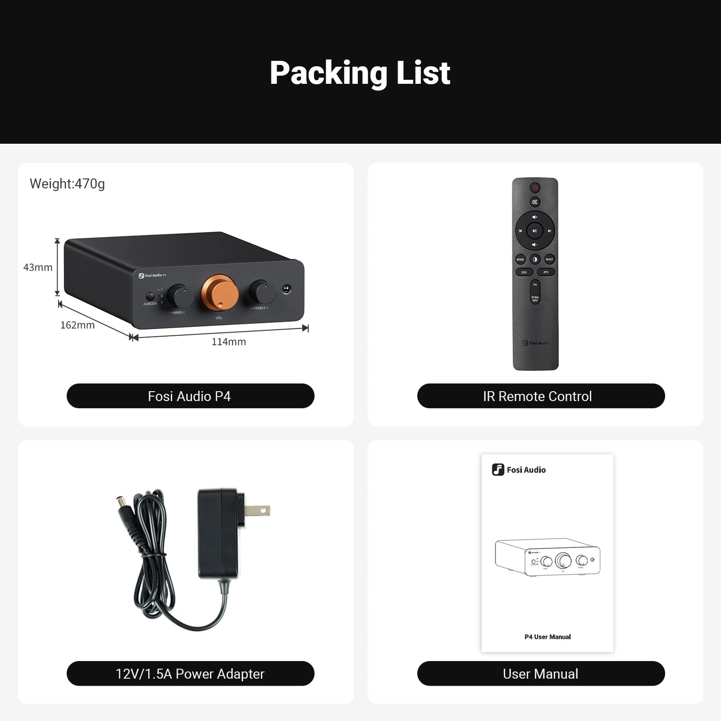 Fosi Audio P4 HiFi Preamplifier: 3 RCA Inputs, EQ/Bypass, Swappable Op-Amps, Treble & Bass Tone Control For Audiophile Systems