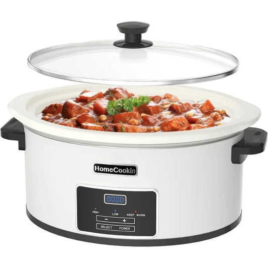 6Quart Programmable Slow Cooker with Timer for Family Dinners Ideal Small Kitchen Appliance Serves 6+ People Features Adjustabl