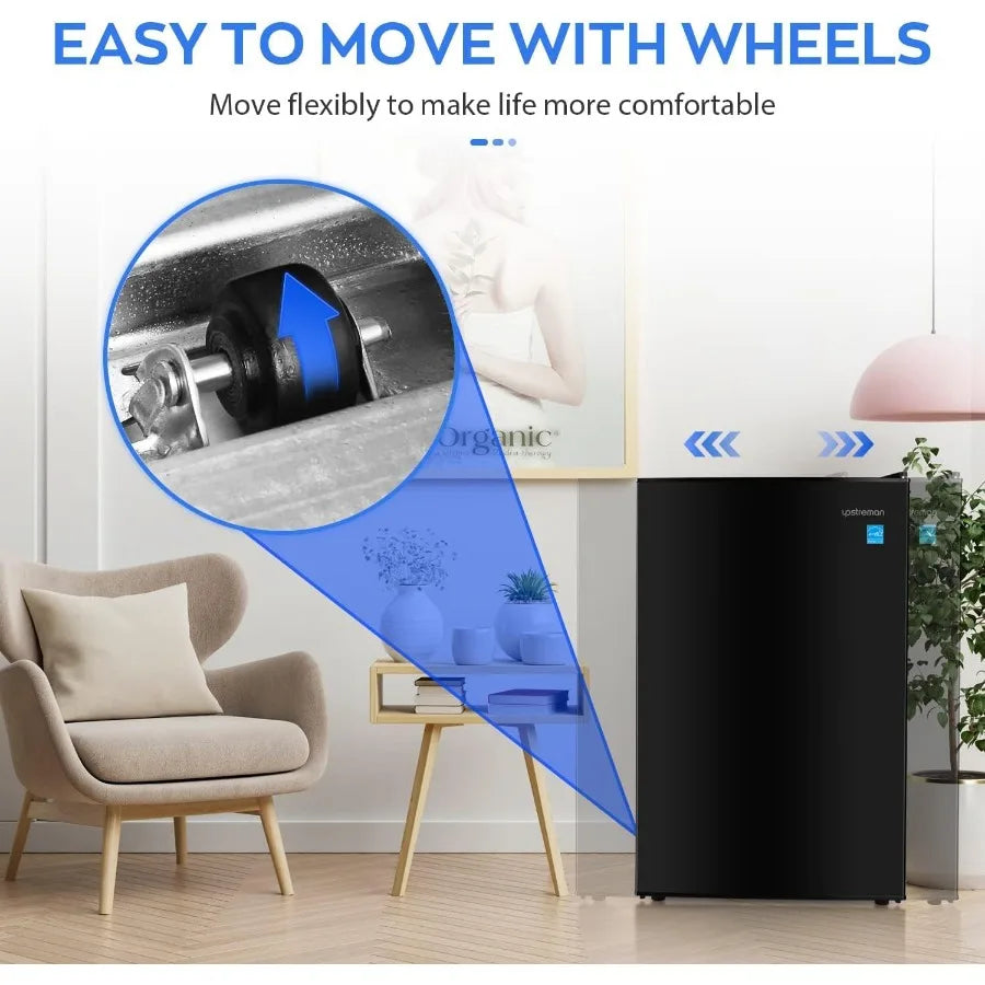 4.5 Cu.Ft Mini Fridge with Freezer Single Door Mini Refrigerator for Bedroom Dorm Office Features Adjustable Thermostat Low Noi