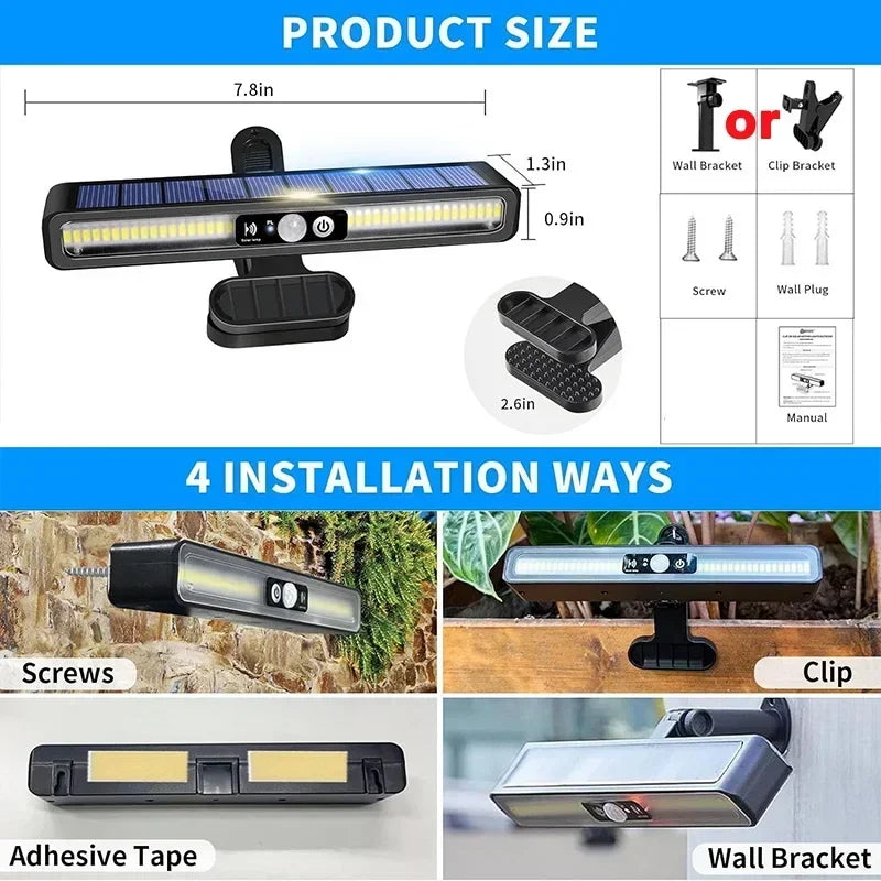 clip on solar lights Outdoor Waterproof Solar Fence Lights Outside Portable Solar Powered Security Light Fence Garage Camping