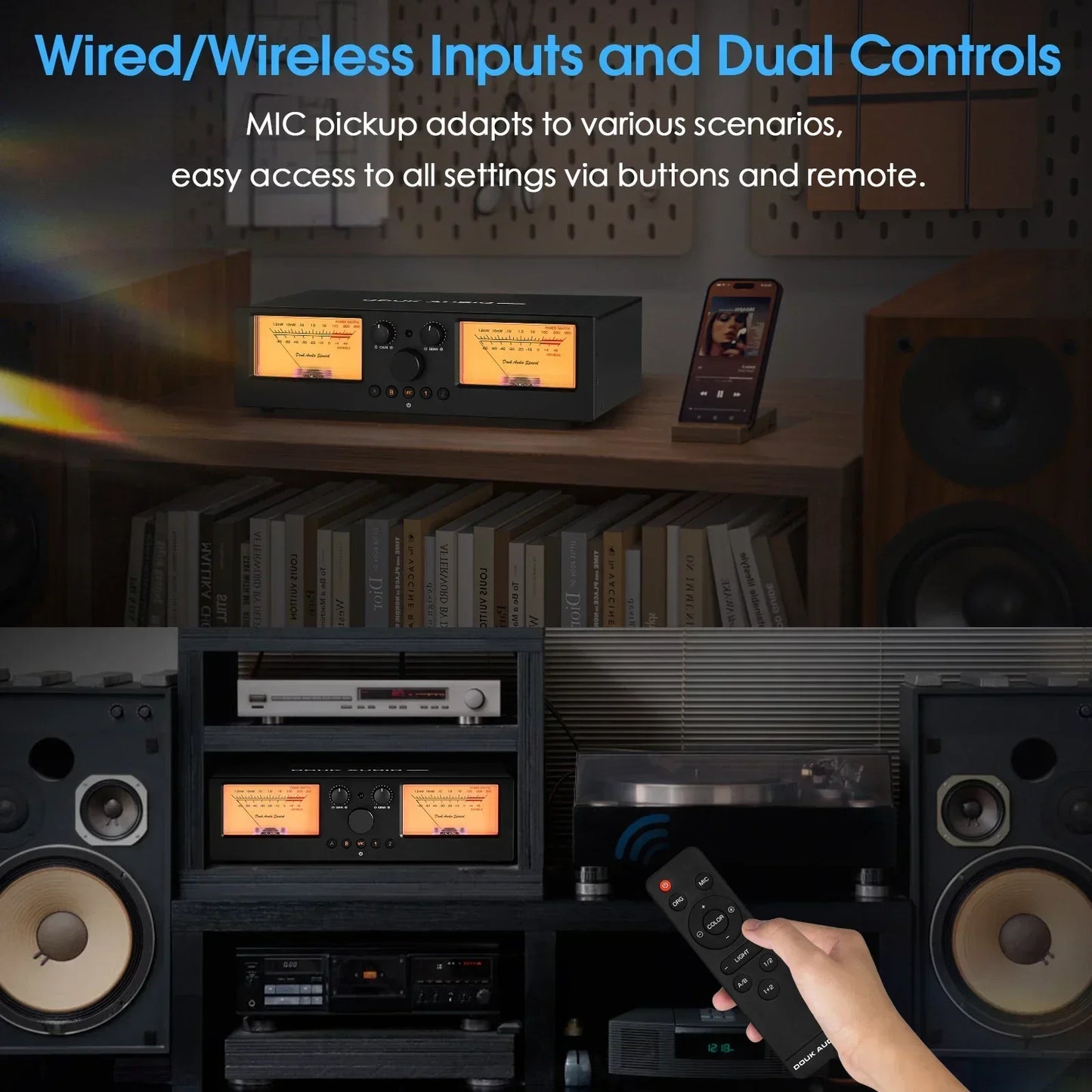 Nobsound VU3PRO Amplifier/Speaker Selector with VU Meter 2-IN-2-OUT Switcher Box