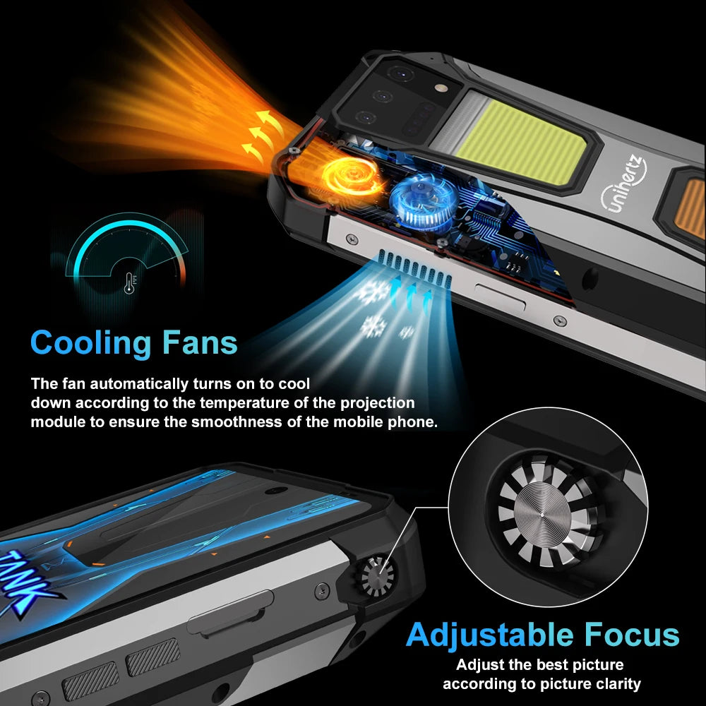 Unihertz Tank 2 PRO 8849 Rugged phones with Projector 2.4K 23800 mAh 24GB+512GB Android 14 100MP NFC 120W G99 Octa Core Dual SIM