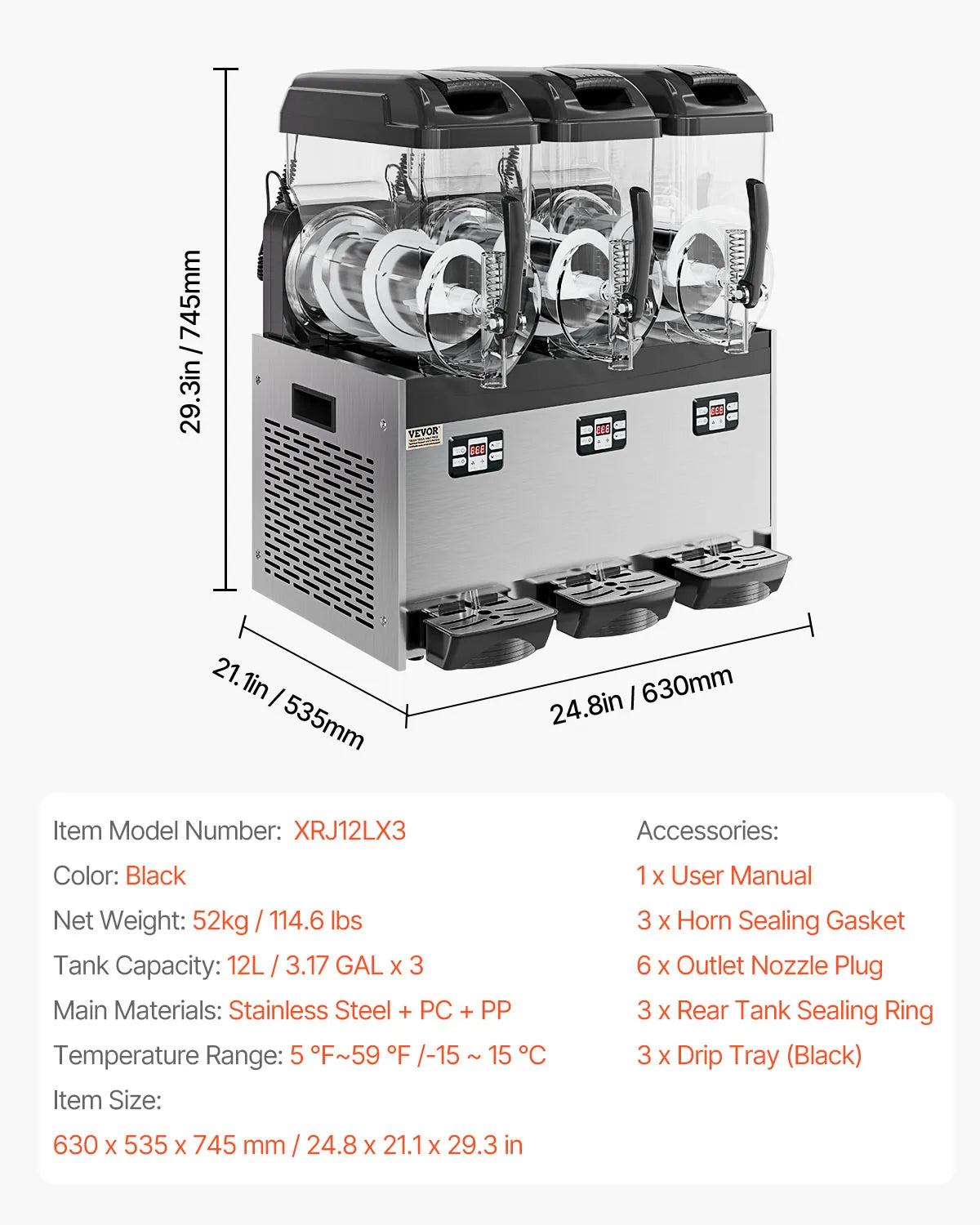 SucceBuy 3-36L Commercial Slushy Machine 1-3 Tanks Stainless Steel Margarita Smoothie Frozen Drink Maker for Party Restaurants