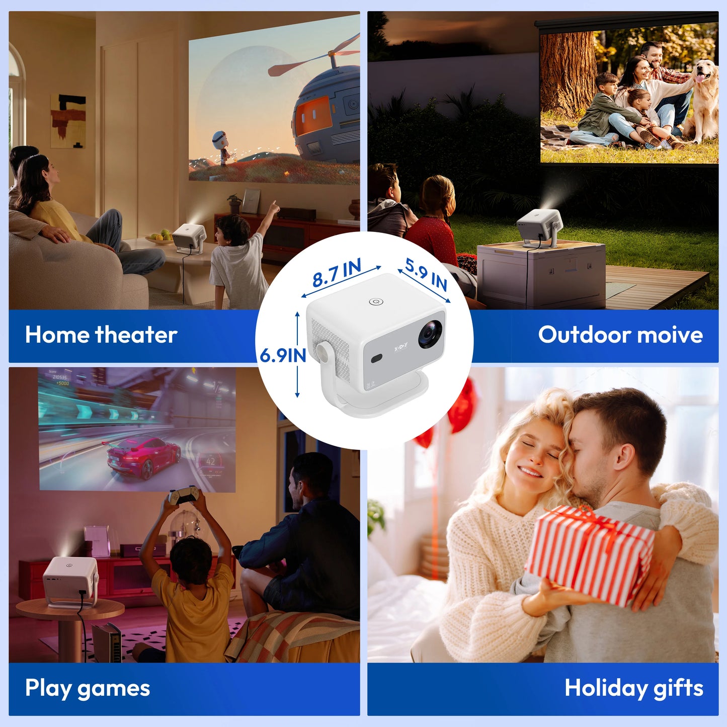 XGODY Gimbal N6 Projector Full HD 1080P 2.4G 5G WiFi LCD LED Video Movie Beam Android Projector Home Theater Cinema Beamer
