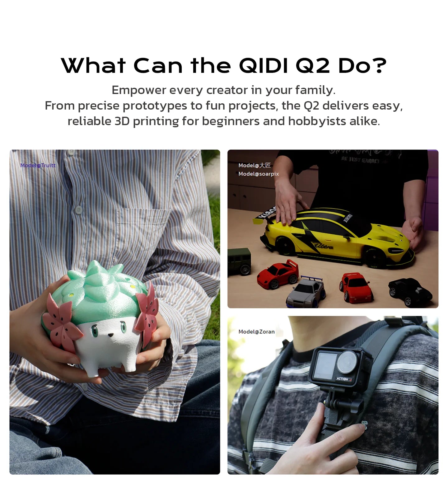 QIDI Q2 3D Printer Upgrade Professional Printing Enclosed FDM 600mm/s High Speed Full Auto Leveling AI Camera for Adult Children
