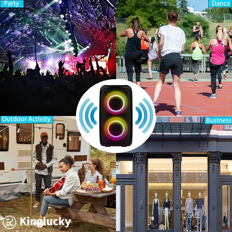 Kinglucky KTS-1265 wireless subwoofer speaker home party speaker portable outdoor sports surround sound box disco light