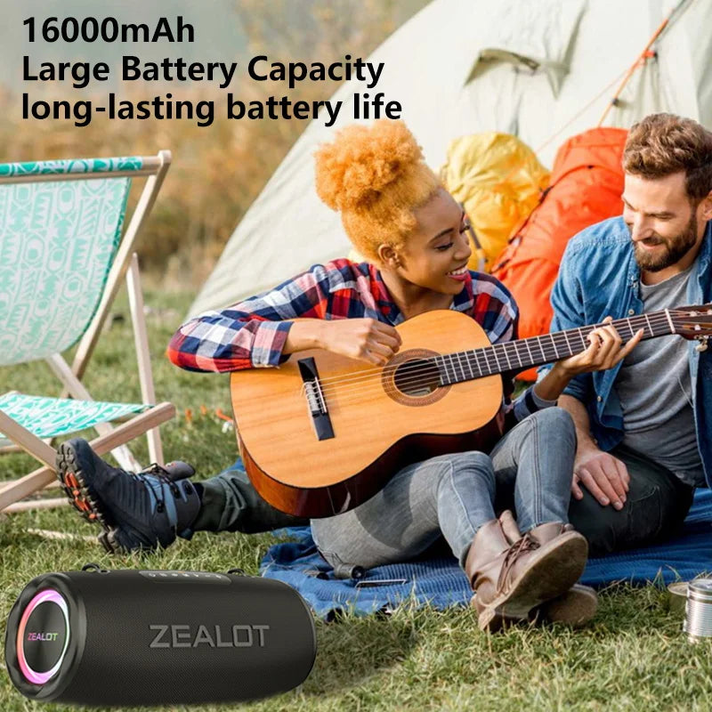 ZEALOT S87 Outdoor Portable Wireless Bluetooth Speaker 80W High Volume Subwoofer Sound Performace IPX6 Waterproof camping.