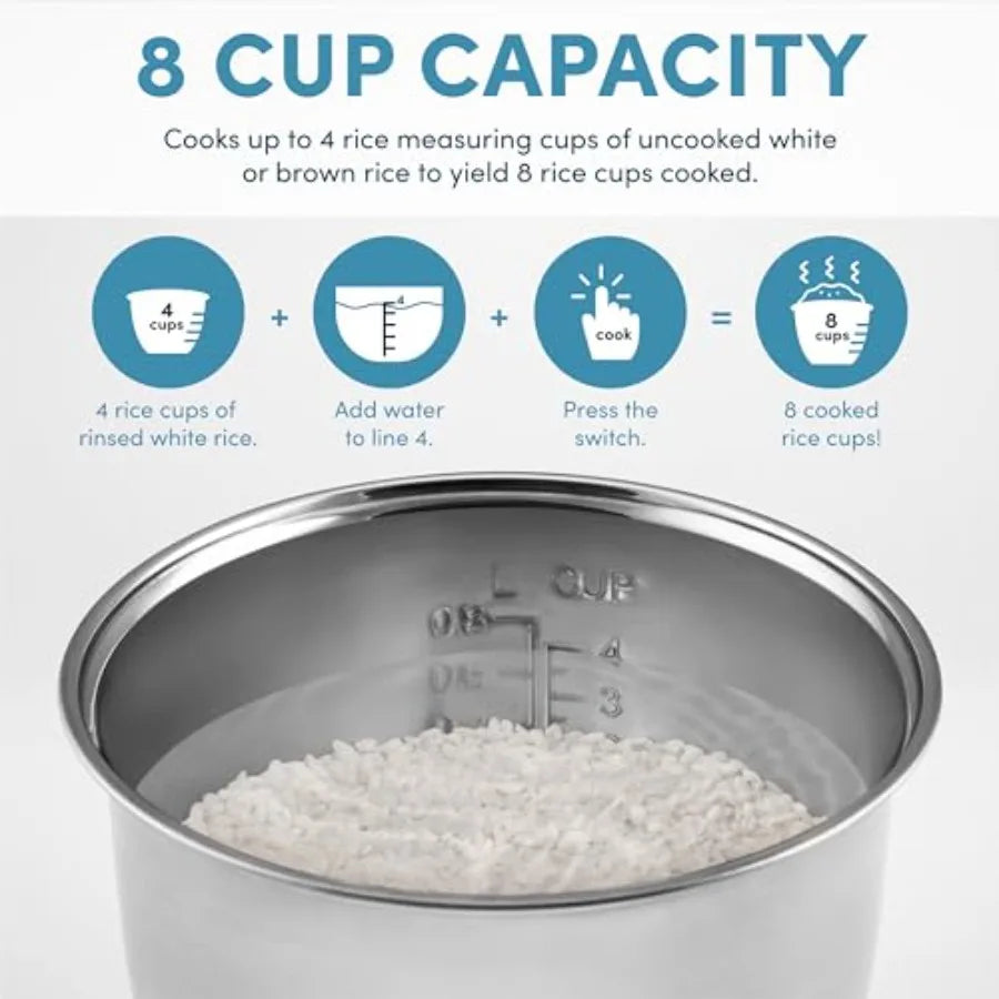 Housewares Select Stainless Digital Rice Grain Multicooker for 4 Cup Uncooked Ideal for Home Kitchens and Meal Prep Features Pr