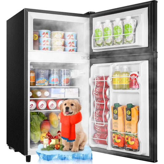 3.5 Cu.Ft Mini Fridge With Freezer for Office Dorm or Apartment Freestanding Refrigerator with Adjustable Thermostat Removable