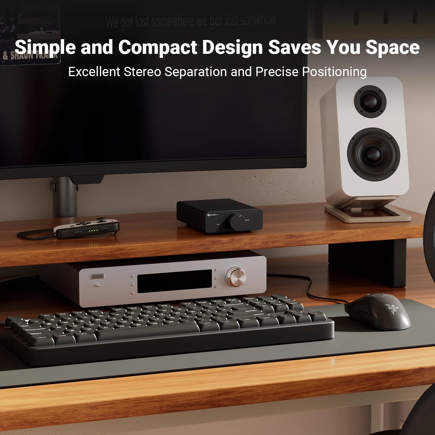 Fosi Audio V3 Stereo Power Amplifier 300W *2 TPA3255 Class D Mini Amp 2 Channel Audio Amplifier for Subwoofer Passive Bookshelf