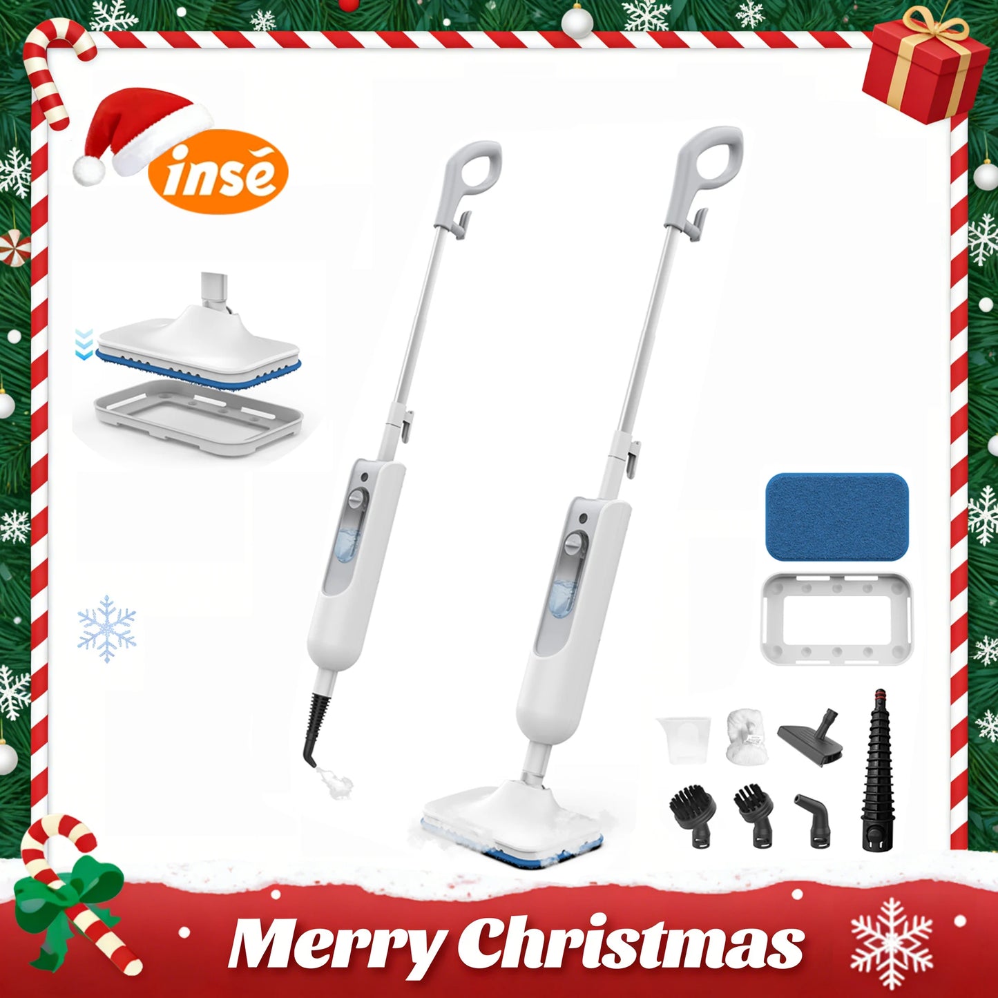 INSE Powerful Steam Mop 6 in 1 Scrubbing Steam Vac Mop High Temperature Detachable Steam Cleaner for HardFloor Carpet Kitchen F2