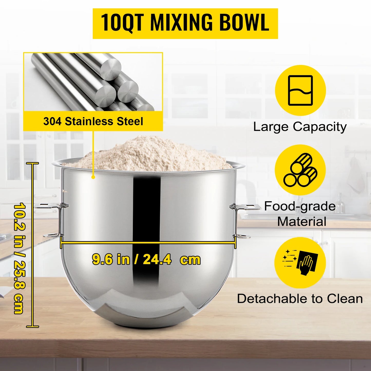 SucceBuy Commercial Electric Food Mixer Stand Mixer 10/15/20/30Qt Dough Mixer 3 Speeds 450/500/750/1100W Stainless Steel Mixer