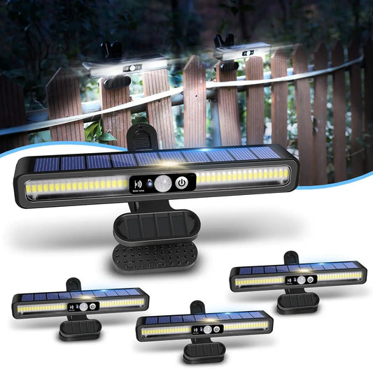 clip on solar lights Outdoor Waterproof Solar Fence Lights Outside Portable Solar Powered Security Light Fence Garage Camping