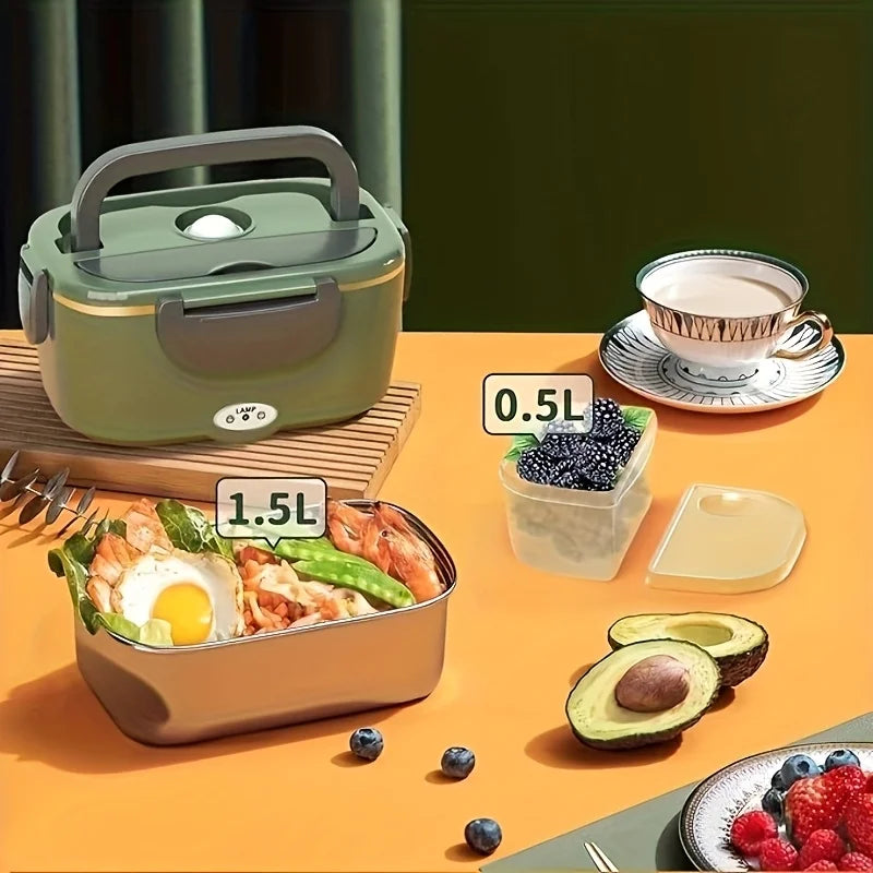 1.5 L 60W Electric Lunch Box Food Warmer Portable Food Heater for Car Or Home - Leak Proof, Lunch Heating Microwave for Truckers