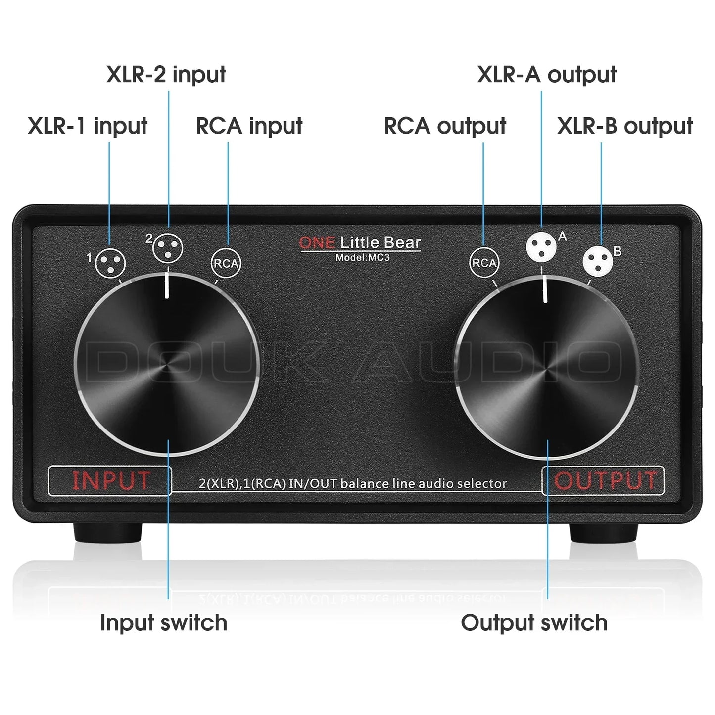 Nobsound 3-IN-3-OUT XLR Balanced / RCA Stereo Converter Audio Selector Box Passive Preamp For Home Amplifier