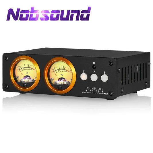 Nobsound L3 3-way Loop Switcher Box Stereo 1(3)-IN-3(1)-OUT Audio Selector RCA Splitter with VU Meter