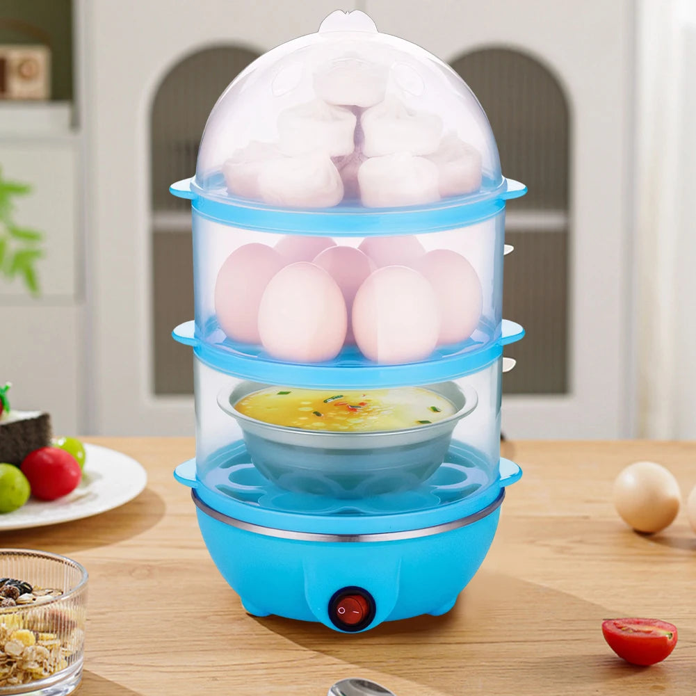 220V Automatic Corn Steamer Rapid Heating Mini Kitchen Poacher 3-Layer Portable Milk Steamer for Cooking Breakfast Machine