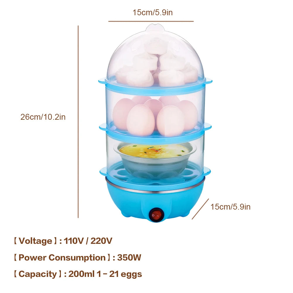 220V Automatic Corn Steamer Rapid Heating Mini Kitchen Poacher 3-Layer Portable Milk Steamer for Cooking Breakfast Machine
