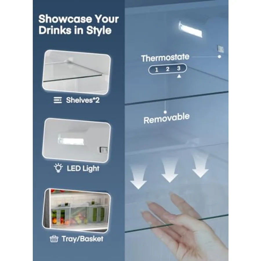 Compact 3.1 Cu.Ft DoubleDoor Mini Fridge with Freezer and Ice Tray for Bedroom Dorm or Office Removable Shelves and Adjustable