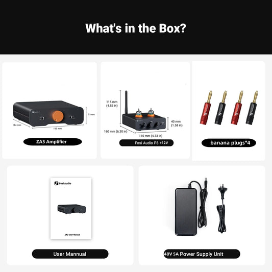 Fosi Audio ZA3 Stereo Power Amplifier TPA3255 Class D HiFi Audio Amp for Passive Bookshelf Speaker With XLR/RCA/Balanced Input